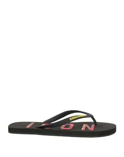 Dsquared2 Man Thong Sandal Black Size 9 Rubber