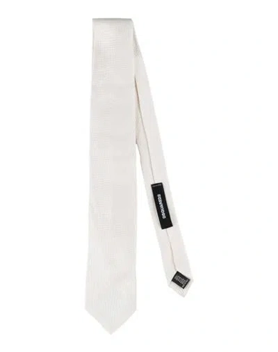 Dsquared2 Man Ties & Bow Ties Ivory Size - Silk In White