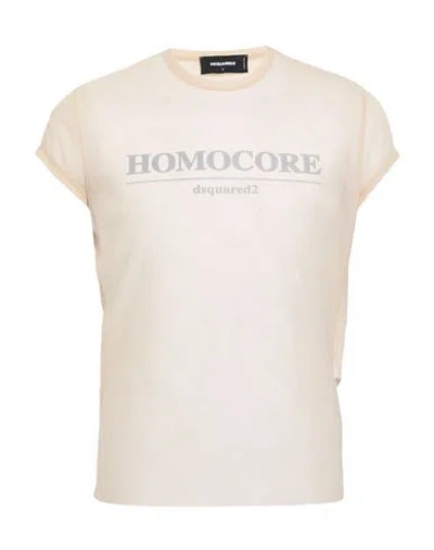 Dsquared2 Man T-shirt Beige Size L Polyester In Multi