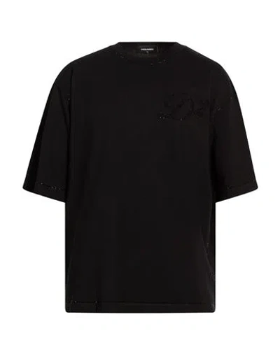 Dsquared2 Man T-shirt Black Size M Cotton In Pattern
