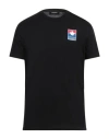 Dsquared2 Black Cotton T-shirt With Logo Patch In Black