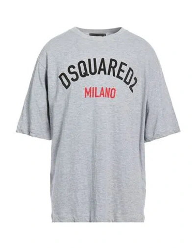 Dsquared2 Man T-shirt Grey Size L Cotton, Elastane In Gray