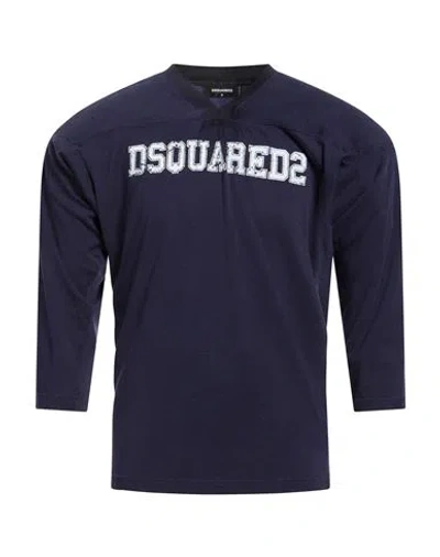 Dsquared2 Man T-shirt Navy Size M Cotton, Viscose In Blue
