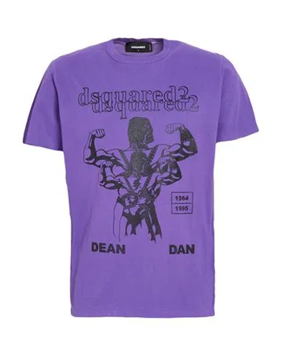 Dsquared2 Man T-shirt Purple Size L Cotton