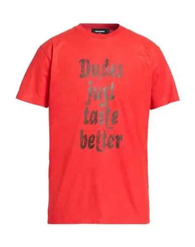 Dsquared2 Man T-shirt Tomato Red Size M Cotton
