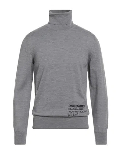 Dsquared2 Man Turtleneck Grey Size L Wool In Gray