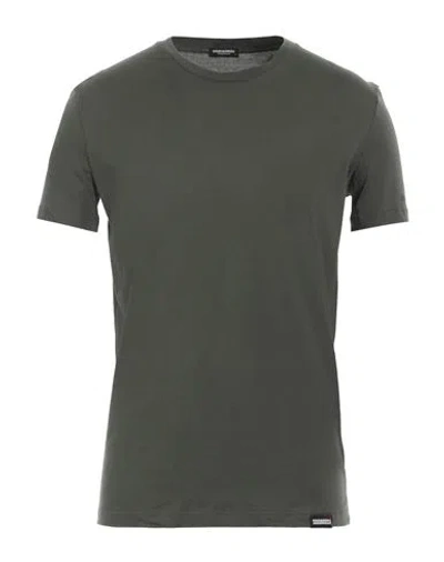 Dsquared2 Man Undershirt Dark Green Size L Cotton, Elastane In Dark Green