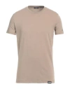 Dsquared2 Man Undershirt Khaki Size L Cotton, Elastane In Beige
