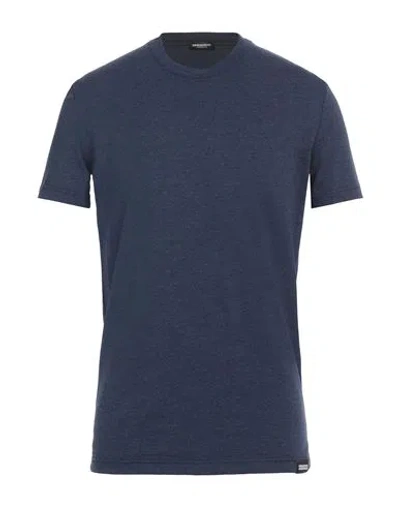 Dsquared2 Man Undershirt Navy Size M Cotton, Elastane In Navy Blue