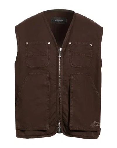Dsquared2 Man Vest Chocolate Brown Size 44 Cotton