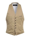 Dsquared2 Man Tailored Vest Khaki Size 38 Cotton, Elastane In Beige
