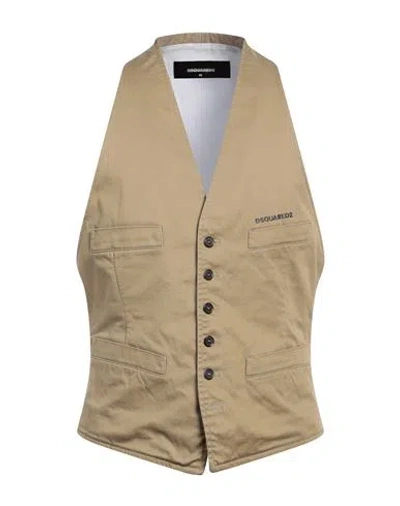 Dsquared2 Man Vest Khaki Size 38 Cotton, Elastane In Brown