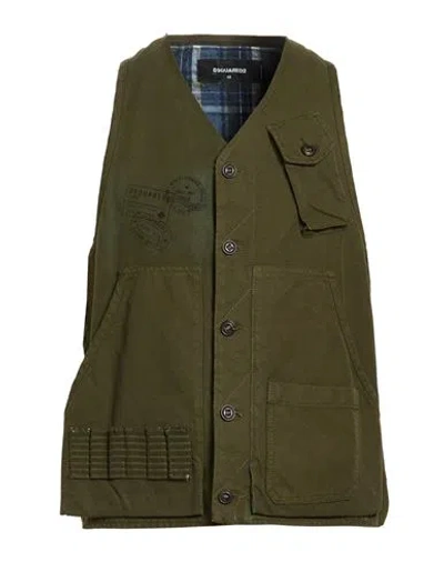 Dsquared2 Man Vest Military Green Size 38 Cotton