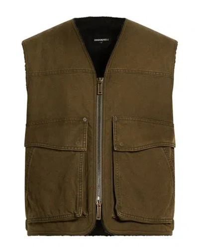 Dsquared2 Man Vest Military Green Size 40 Cotton