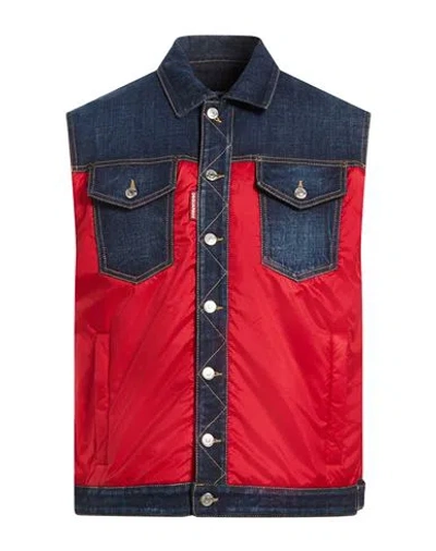 Dsquared2 Man Vest Red Size 40 Cotton, Elastane, Polyester