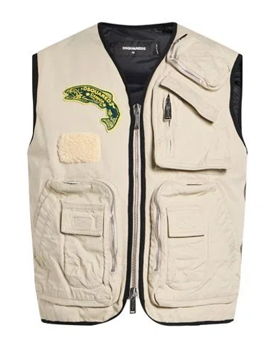 Dsquared2 Man Vest Sand Size 36 Cotton In Neutral