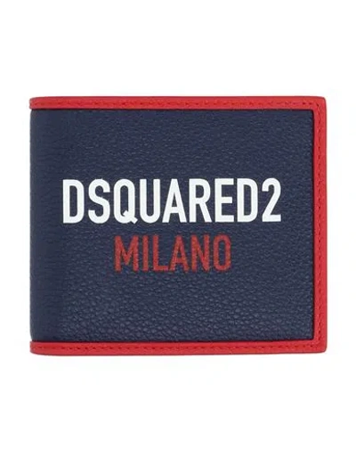 Dsquared2 Man Wallet Navy Size - Calfskin In Blue