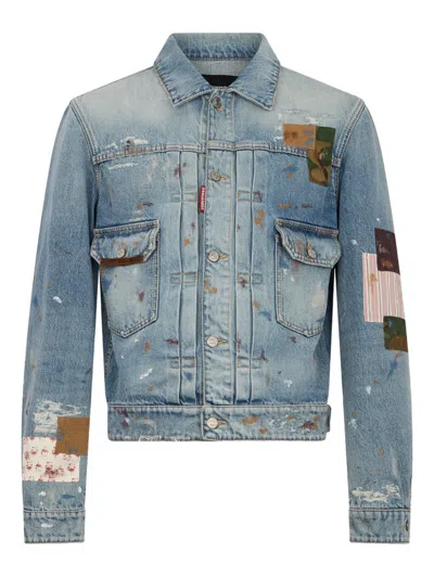 Dsquared2 Manifesto Wash Rebel Jean Jackets In Blue