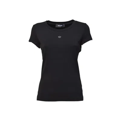 DSQUARED2 DSQUARED2 MAPLE LEAF BLACK COTTON T-SHIRT