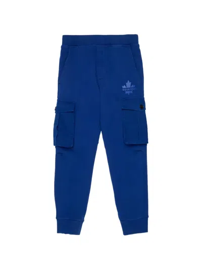 Dsquared2 Maple-leaf Cargo Trousers In Blue
