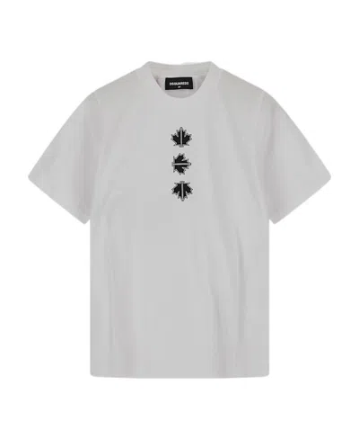 Dsquared2 Maple-leaf Cotton T-shirt In White