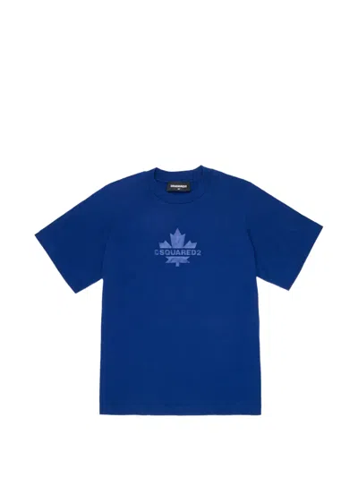 Dsquared2 Maple-leaf Crew-neck T-shirt In Blue