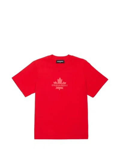 Dsquared2 Maple Leaf Crew Neck T-shirt In Red