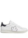 Dsquared2 Boxer Sneakers In Leather Color Black And White In White