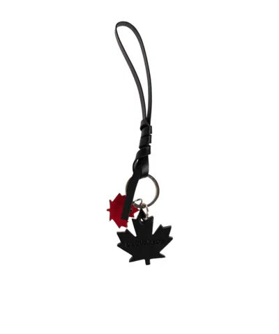 Dsquared2 Maple Leaf Keychain In Black