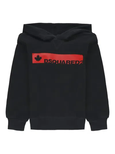 Dsquared2 Maple-leaf Logo Hoodie In Black