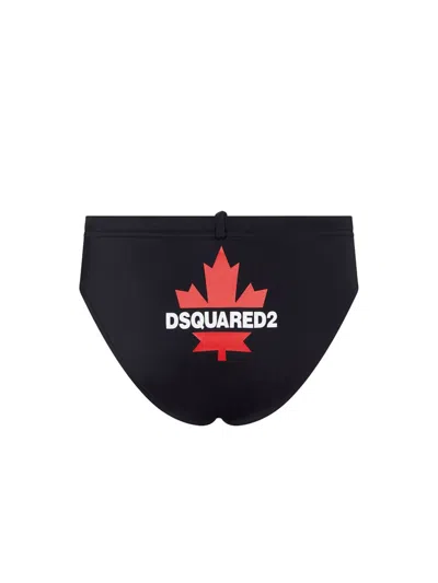 Dsquared2 Maple Leaf Logo Swim Briefs In Black