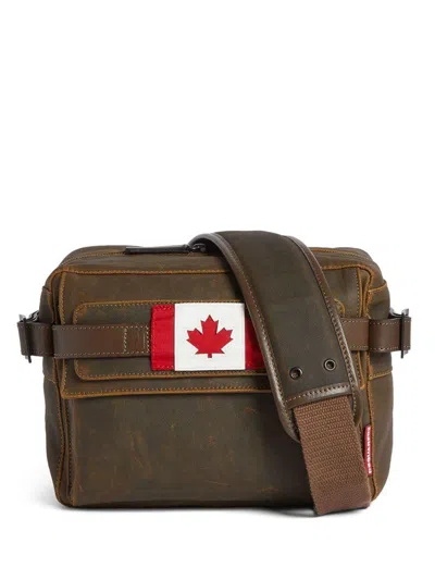 Dsquared2 Maple Leaf Motif Messenger Bag In Green