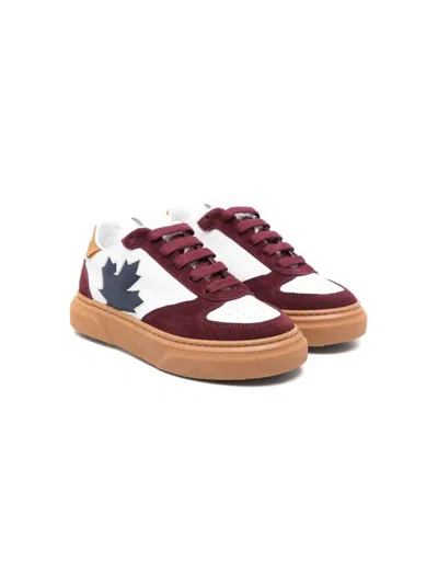 Dsquared2 Kids' Maple Leaf-patch Sneakers In White