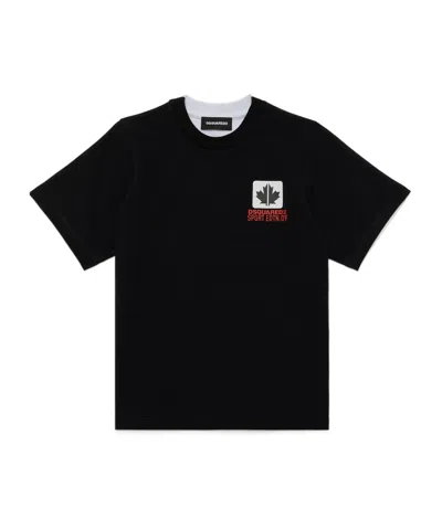 Dsquared2 Maple-leaf Print T-shirt In Black