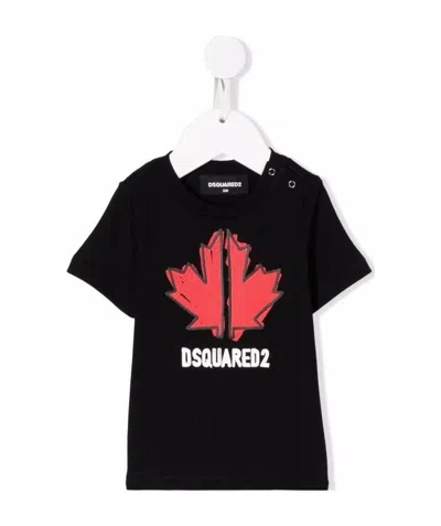 Dsquared2 Maple Leaf Printed T-shirt In Black