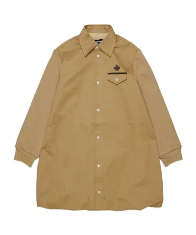 Dsquared2 Maple Leaf Shirt Dress In Brown