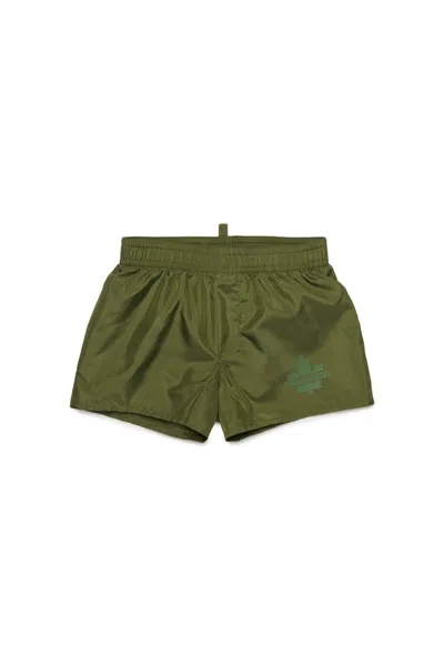 Dsquared2 Kids' Maple Leaf Shorts In Green