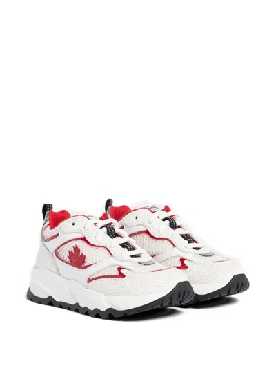 Dsquared2 Kids' Maple Leaf Sneakers In White