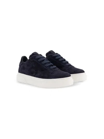 Dsquared2 Kids' Maple Leaf Suede Sneakers In Blue