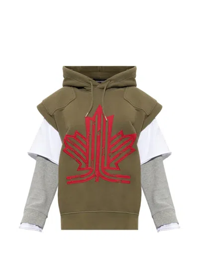Dsquared2 Maple-leaf Appliqué Hoodie In Multi