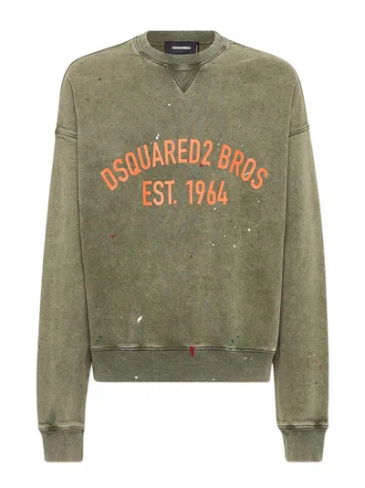 DSQUARED2 DSQUARED2 MARBLE DYE GREEN SWEATSHIRT WITH RELAXED FIT