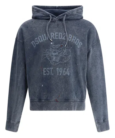 Dsquared2 Marble Dyed Hoodie In Blue