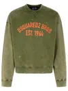 Dsquared2 Relaxed Fit Crew Neck Sweater With Distressed Detailing In Green