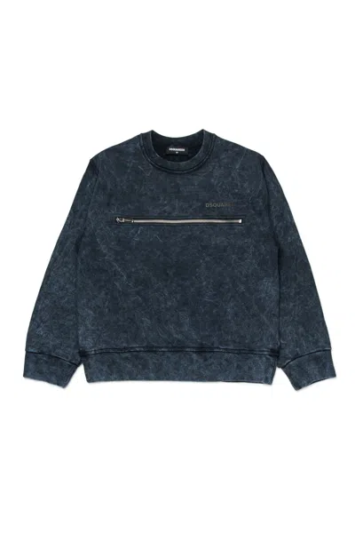 Dsquared2 Marbled-effect Crew-neck Sweatshirt In Gray