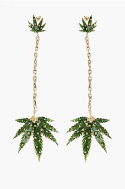 Dsquared2 Marija Drop Earrings With Rhinestones In Gold