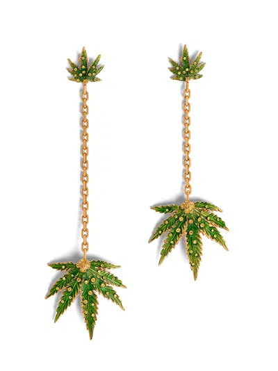 Dsquared2 Leaf-pendant Drop Earrings In Gold