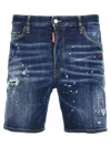 Dsquared2 Denim Shorts With Distressed Paint Detail