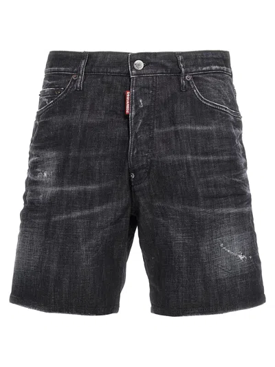 Dsquared2 Marine Stretch Cotton Denim Shorts In Black