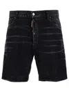 DSQUARED2 'MARINE' BLACK BERMUDA SHORTS WITH LOGO PATCH IN STRETCH COTTON DENIM MAN