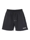 Dsquared2 Black Bermuda With Elastic Waist And Drawstring And Logo On The Front In Cotton Man In Black